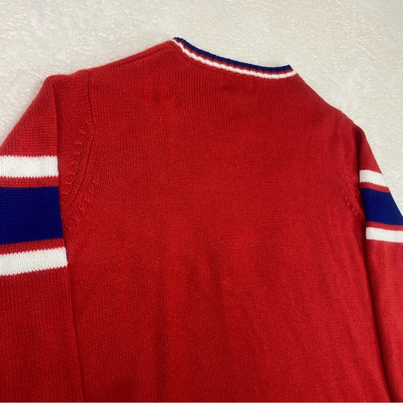 Vintage NHL Montreal Canadiens Knit Sweater Men's XL Red Embroidered Crest Logo - Picture 8 of 12